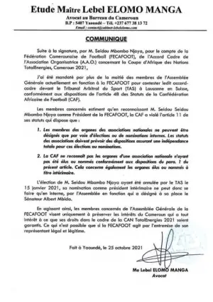 Signature de l’Accord Cadre:Le sénateur Albert Mbida ne lâche pas prise